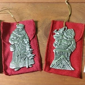 Avon collectible vintage pewter Santa ornaments
